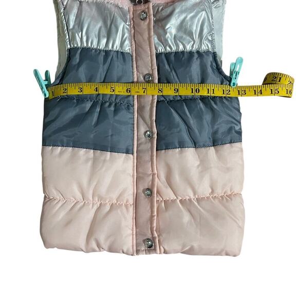 Little Lass Girls 6 Vest Metallic Puffer Hoodie Faux Fur School Fall Causal Warm - Picture 6 of 9